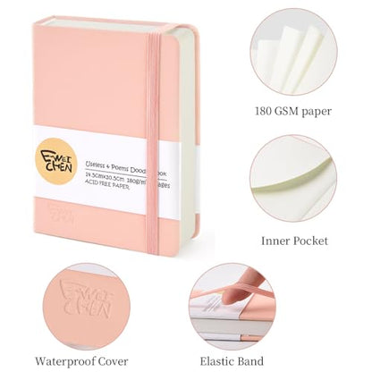 5.7x4.1" Hardcover Mixed Media sketchbook,Pocket Junk Journal Supplies - color: PU Cover-5.7x4.1in-Pink