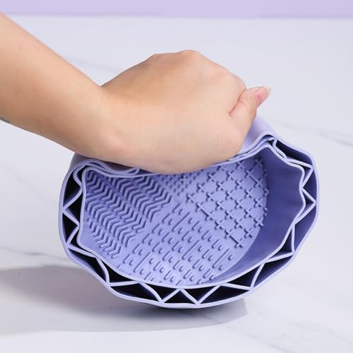 Pen Brush Washer, Watercolor Brush Cleaner, Silicone Brush Bowl Clean, Brush Holder Cleaner, Watercolor Painting Water Cup for Acrylic Oil Painti (1Pcs Purple) - color: Purple