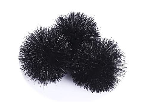 YYCRAFT 15pcs Jumbo Glitter Tinsel Pom Poms Sparkle Balls for DIY Craft,Cat Toys-Black(2") - color: Black