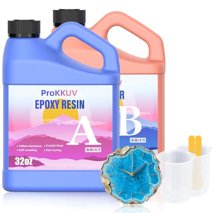 Epoxy Resin 64OZ,Crystal Clear Resin Epoxy,Bubble-Free,Mix 1:1 | Anti-Yellowing,Self Leveling Coating Casting Resin for Molds,Crafts,Jewelry,DIY Gifts - color: 64 OZ
