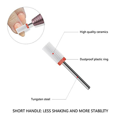 Ceramic Nail Drill Bit 10Pcs-3/32 Nail Drill Bits for Acrylic Nails,Professional Electric Nail Drill for Crystal Nail Extension Nail Removal,The Short Handle Does Not Shake. - size: Combo 06