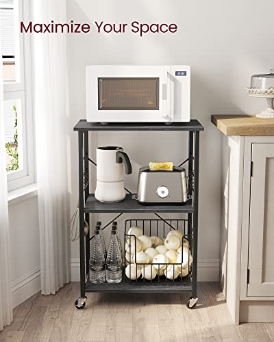 VASAGLE Kitchen Shelf on Wheels, 23.6 Inches Serving Cart with 3 Shelves - color: Ebony Black + Ink Black, size: 23.6"W x 35"H, style: Shelf