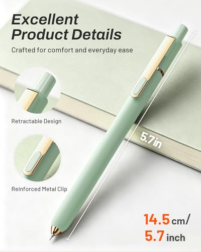 SUNEE Gel Pens, 12 Pack 0.5mm Pens Fine Point Smooth Writing Pens with Quick-Dry Black Ink, Cute Aesthetic School Office Note-Taking Pens for Journaling - Morandi - color: Morandi - 6 Colors, style: 12 Pack