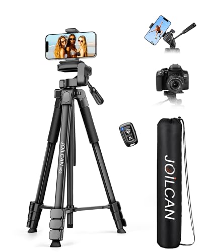 JOILCAN Phone Tripod Stand - 67" Aluminum Extendable Tripod with Remote - color: Dark, size: 67 Inch