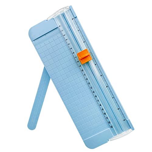 Paper Cutter, A4 Paper Trimmer with Security Safeguard & Side Ruler Portable Straight Edge Cutter for Scrapbooking Craft Paper, Photos, Label, Cardstock (Blue) - color: Blue