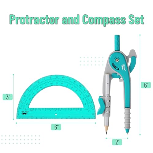 Mr. Pen- Geometry Compass and Protractor Set, 6 Inch Compass - color: Green, size: 1 Set