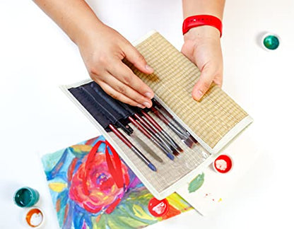 Professional Acrylic Paint Brushes Set (Synthetic 17Pcs) - Beginner/Artist | VERBENA Detail Paint Brushes for Watercolor, Gouache & Acrylic Painting - Ergonomic, Easy Great Flow Control, Snap