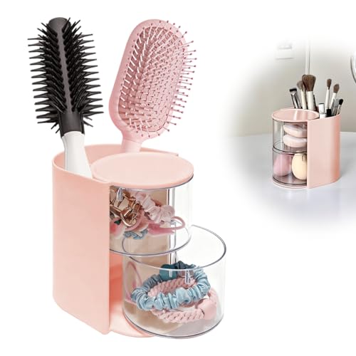 Hair Accessory Organizer & hair brush organizer 2-Layer Clear Hair Accessories Organizer Rotatable Small Jewelry Box for Clip Earring Necklaces The Latest Gift for A Girl Hair Accessories Organizer - color: Pink