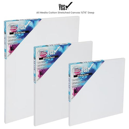 Yes! All Media Stretched Canvas for Painting, 20×30" Canvas 3 Pack, 1-1/2 in Deep, 11oz Weight, Triple-Primed Acid-Free, Accepts Acrylics, Oils, Watercolors & Inks, Fine Close-Weaved Smooth Cotton