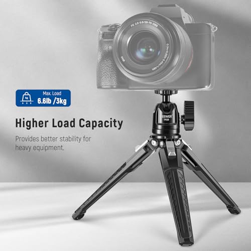 NEEWER Mini Desk Tripod, Metal Table Top Small Portable Travel Selfie Stick Stand with 360° Ball Head & 1/4" Screw for Camera Mobile Phone Holder Action Cam, Cleaning Cloth, Max Load 6.6 lbs, TP29 - style: TP29 w/Cleaning Cloth