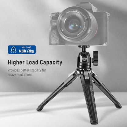 NEEWER Mini Desk Tripod, Metal Table Top Small Portable Travel Selfie Stick Stand with 360° Ball Head & 1/4" Screw for Camera Mobile Phone Holder Action Cam, Cleaning Cloth, Max Load 6.6 lbs, TP29 - style: TP29 w/Cleaning Cloth
