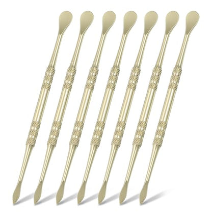HARFINGTON 7pcs Wax Carving Tool 4.75" Double-Headed Stainless Steel Sculpture Tools Kit Modeling Engraving Sculpting Spoons for Clay Pottery Crafts Shaping, Gold Plated - color: Gold Plated