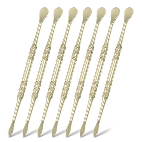 HARFINGTON 7pcs Wax Carving Tool 4.75" Double-Headed Stainless Steel Sculpture Tools Kit Modeling Engraving Sculpting Spoons for Clay Pottery Crafts Shaping, Gold Plated - color: Gold Plated