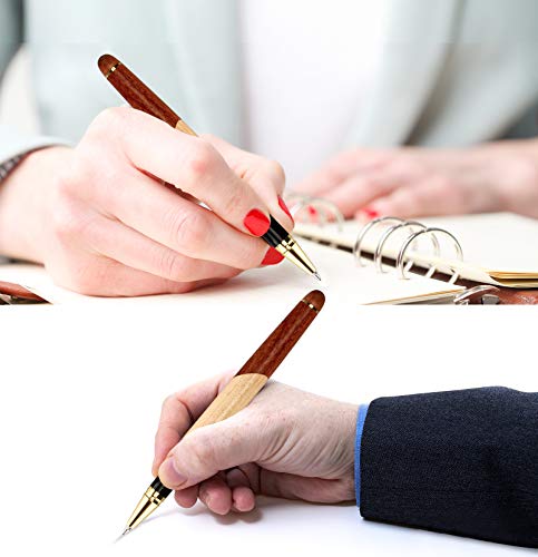 Nice Wooden Gel Pen Gift Set with Case Desk Holder Cool Ink Rollerball Pens - color: Gel pen