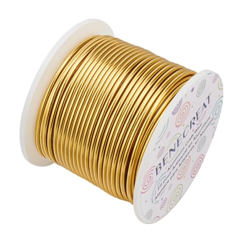 BENECREAT 12 17 18 Gauge Aluminum Wire (12 Gauge 100FT) Anodized Jewelry Craft Making Beading Wire Floral Gold Color Craft Wires for Air Plant Gardening, Model Making - color: Light Gold, size: 12 Gauge