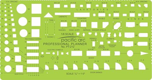 Pacific Arc Template: Pro Home Planner, 112 Openings, 1/8" Scale 5.125" x 9.75" - style: Pro Home Planner, 1/8 scale