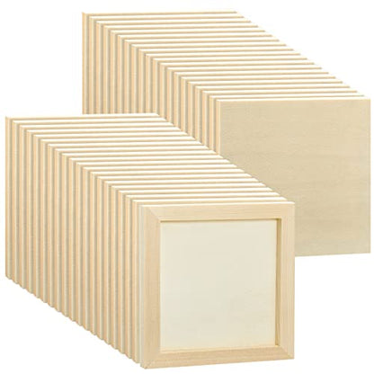 Kathfly 48 Pcs 6 x 6" Wood Panel Boards, Unfinished Wood Canvas Panels for Painting Crafts DIY Drawing Pouring Art Projects - size: 6 x 6 inch