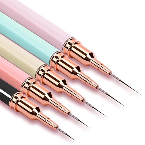 Nail Art Liner Brushes, 5Pcs Gel Polish Painting Art Design Pen Set - color: Multicolor (5Pcs)