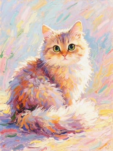 ZRIZQ Paint by Numbers Kit for Adults Beginner Animal,Cat,16x20 | Full set with wooden brushes,rolled canvas,rich paints.Calming activity.Beginner friendly.Just open and paint. - color: 16"X20"Rolled Canvas(Frameless)-Cute Cat