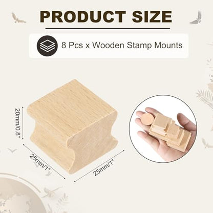 PATIKIL 25x25mm Wooden Stamp Block, 8 Pcs Blank Rubber Stamp Mounts Wooden Rubber Beech Hard Wood Blocks for Making DIY Crafting, Wood Color - size: 25x25mm