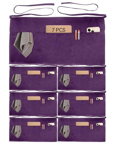 Xeoxarel Aprons with 4 Pockets (Available in 3 Pack / 7 Pack) 23.5'' X 11.5'' - color: 7 Pack Short Apron-purple
