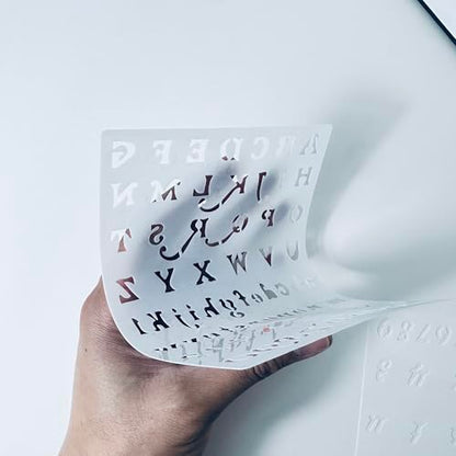 12 Pcs Letter Number Symbol Stencils, 7 x 5 Inch Reusable Templates for Diary, Planner, Scrapbook & School Projects - color: 12 Letter Number