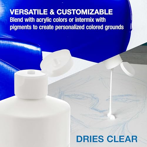 U.S. Art Supply Clear Gesso Primer (16oz) for Oil & Acrylic Painting - Enhances Blending & Canvas Paint Prep - Mixable Clear Gesso Primer for Acrylic Painting - color: Clear