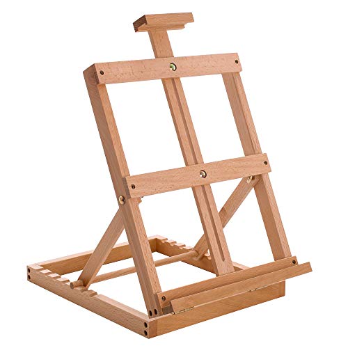 U.S. Art Supply Venice Heavy Duty H-Frame Tabletop Easel - Artist Studio | Desktop Drawing Table, Portable Drafting Table, Adjustable Art Board, Tabletop Easel for Painting, Holds Up to 23" Canvas