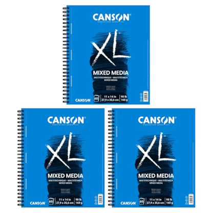 Canson XL Series Mix Media Pad 11" x 14", Pack of 3 - size: 11x14, 3-Pack, style: Mixed Media