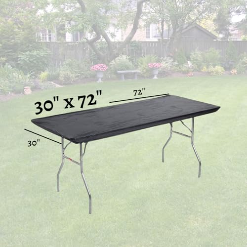 6' Rectangle Plastic Table Covers 30" x 72", Bundle of 5 (Black) - color: Black