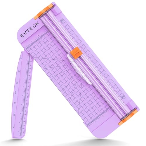 Evteck A4 Paper Cutter Slider Trimmer for Cardstock Photo Vinyl | 12 Inch, with Security Blade and Foldable Ruler, for Crafting Scrapbooking - color: Purple