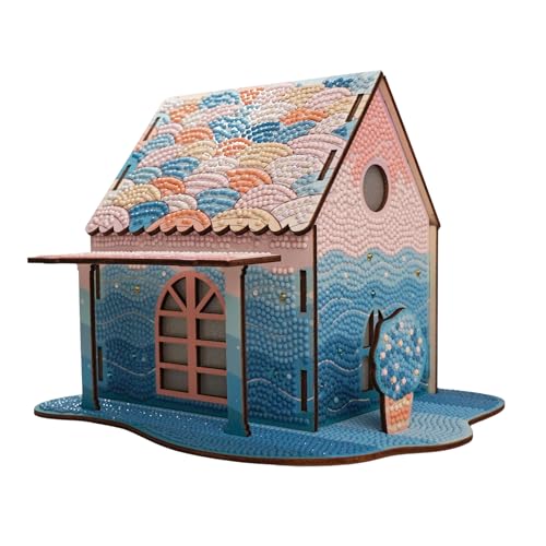 3D Diamond Painting Cabin Kit – DIY Full Drill Miniature House Craft with Rhinestones, Decorative Building Set for Adults & Teens (Mermaid Rainbow Cabin) - style: Mermaid Rainbow Cabin