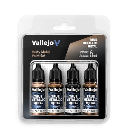 Vallejo - Rusty Metal Set, True Metallic Metal, 4 Bottles x 0.6 fl.oz. - color: Rusty Metal