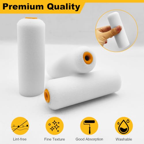 Foam Paint Roller, 4 Inch Mini Paint Roller Covers, 48 Pack | High Density Foam Rollers for Painting Walls, Ceilings, Cabinets, Cupboards, Doors - size: 4",48pcs