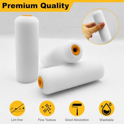 Foam Paint Roller, 4 Inch Mini Paint Roller Covers, 48 Pack | High Density Foam Rollers for Painting Walls, Ceilings, Cabinets, Cupboards, Doors - size: 4",48pcs
