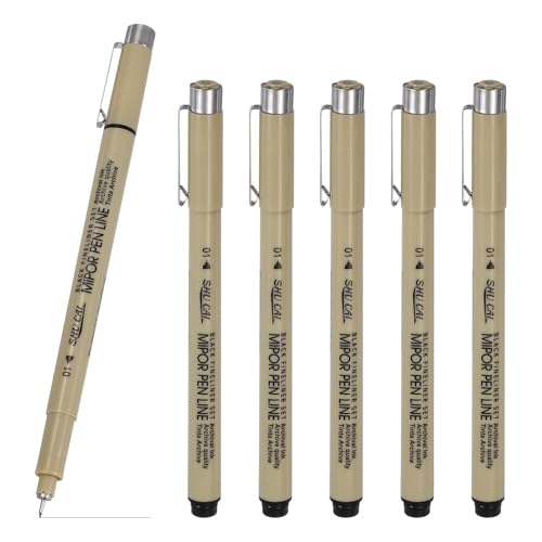 PATIKIL Fineliner Pens, 6 Pcs 01 0.25mm Fineliner Marker Black Waterproof Ink Archival Drawing Pens Art Supplies Set for Sketching Journaling Scrapbooking Artist Illustration - size: 01 0.25mm