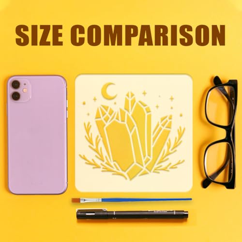 FINGERINSPIRE 24 Pcs Witch Witchcraft Painting Stencil with Brush 5.9x5.9inch Magic Potion Fairy Crystal Ball Divination Pattern Drawing Template for Painting on Wood Wall Fabric Furniture