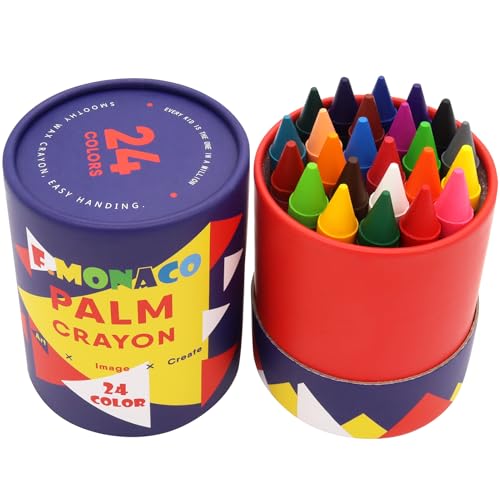 Lebze Toddler Crayons, 24 Colors Non Toxic Crayons for Kids Ages 3+, Easy to Hold Jumbo Crayon for Kids, Safe for Babies and Children Flower Monaco - color: 24 colors