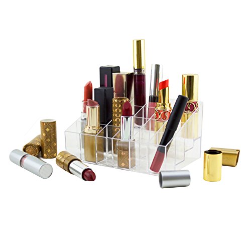 Super Z Outlet Transparent Cosmetic Makeup Organizer for Lipstick, Brushes, Bottles, and More - Clear Case Display Rack Holder