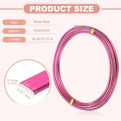 uxcell 18 Gauge Flat Aluminum Wire, 16.40 ft 3mm Wide Aluminum Crafts Wire for Flower Bonsai Crafts Carving DIY Bezel Sculpting Gem Metal Wrap, Rose Red - color: Rose Red, size: 3mm