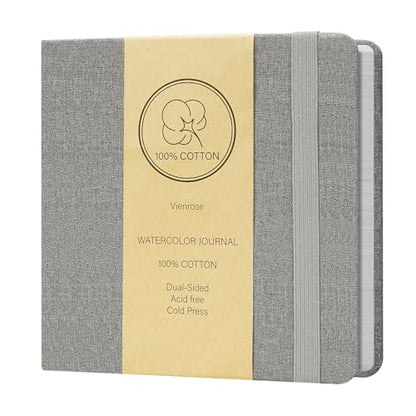 Vienrose Watercolor Sketchbook Journal 5.5x5.5 Inch 24 Sheets Grey - color: Grey, size: 5.5x 5.5 Inch