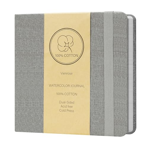Vienrose Watercolor Sketchbook Journal 5.5x5.5 Inch 24 Sheets Grey - color: Grey, size: 5.5x 5.5 Inch