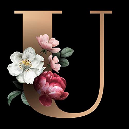 JATOK Diamond Painting Kit for Adults, Letter U, 11.8 x 11.8 in | Full Round Drills Diamond Art Kits for Beginners, customize own alphabet, DIY Gem Art and craft Kits with Complete Tools - color: Ultramarine