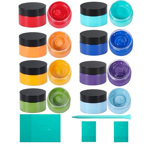 8 Colors Screen Printing Chalk Paste Kit with 4 Squeegees, 50g/Jar Reusable Self-Adhesive Stencil Paint for Wood, Glass, Canvas, Chalkboard, DIY Home Decor Crafts & Art Supplies - color: 8 Pcs Chalk Paste Starter Kit-A