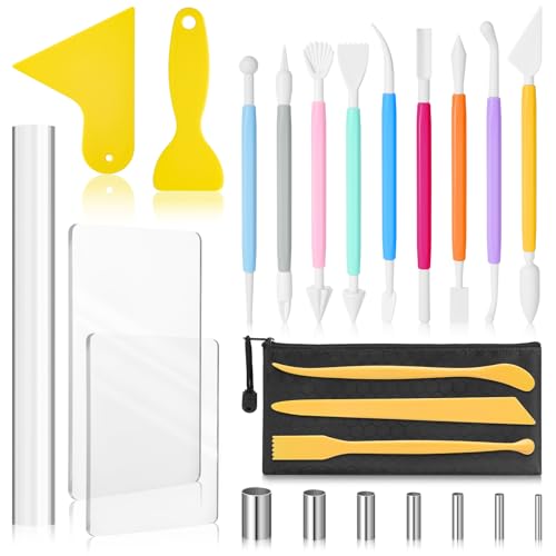 Amrules 25 Pcs Polymer Clay Sculpting Tools Kit for Adults | Multi-Functional for Carving, Dotting & Molding, Ideal for Art Class & Pottery Studio, Comes with Zipper Storage Bag - color: Circlecutter-25Pcs