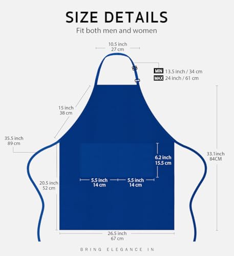 Syntus Apron for Men Women, Adjustable Cooking Kitchen Apron with 2 Pockets | Machine Washable, Firm Stitching, Stain Resistance, Long Tie Straps, 2 Pockets, Versatility, Unisex Use, Gift, BBQ - color: Blue, style: 2 Polyester