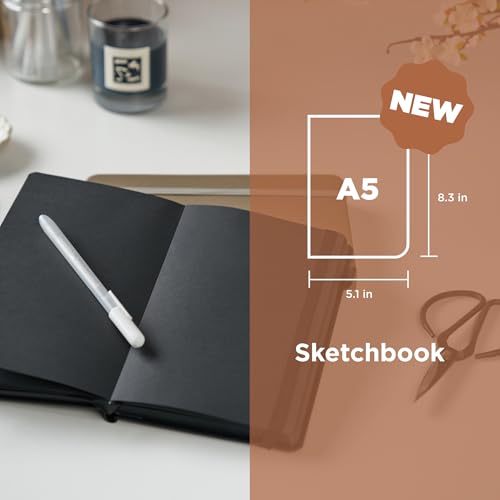 Sakura Sketchbook A5, 160 Pages, 5.1 x 8.3", Black Hardcover, Black Paper - color: Black Paper