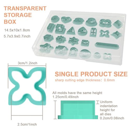 24pcs 3D Stacking Earring and Pendant Shapes Polymer Clay Cutter Layered Clay Tools for Dimensional Jewelry Making - color: Nested Graphics