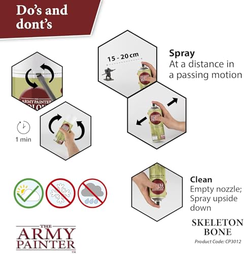 The Army Painter, Colour Primer Skeleton Bone, 400 ml acrylic spray | Spray Paint Basecoat for Miniature Model Undercoat Priming, Plastic Wargames, DnD & Warhammer - color: Skeleton Bone