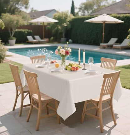 HEIPINIUYE 2 Pack Beige Tablecloth Disposable 54 x 108 Inch Beige Plastic Table Cloth Disposable Waterproof Rectangle Table Cover for Party Birthday Camping Picnic Tablecloths - color: Beige Rectangle Tablecloth, size: 2 Pack